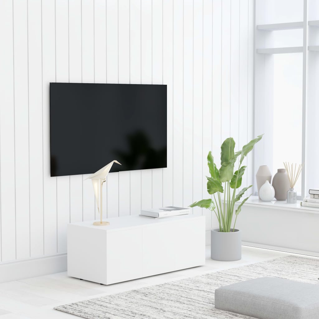 Mobile Porta Tv Bianco 80x34x30 Cm In Legno Multistrato