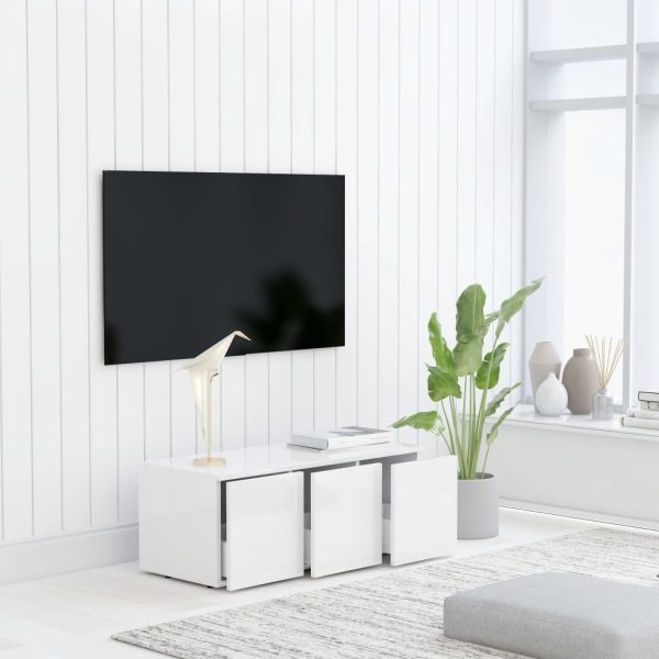 Mobile Porta Tv Bianco 80x34x30 Cm In Legno Multistrato - Image 4