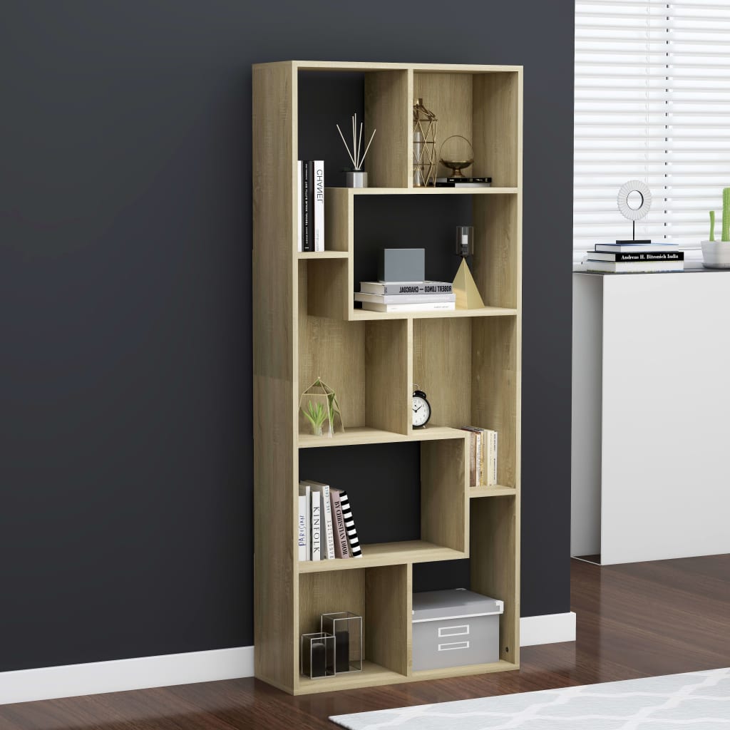 Libreria Rovere Sonoma 67x24x161 Cm In Legno Multistrato