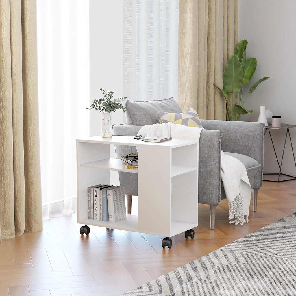 Tavolino Da Salotto Bianco 70x35x55 Cm In Legno Multistrato