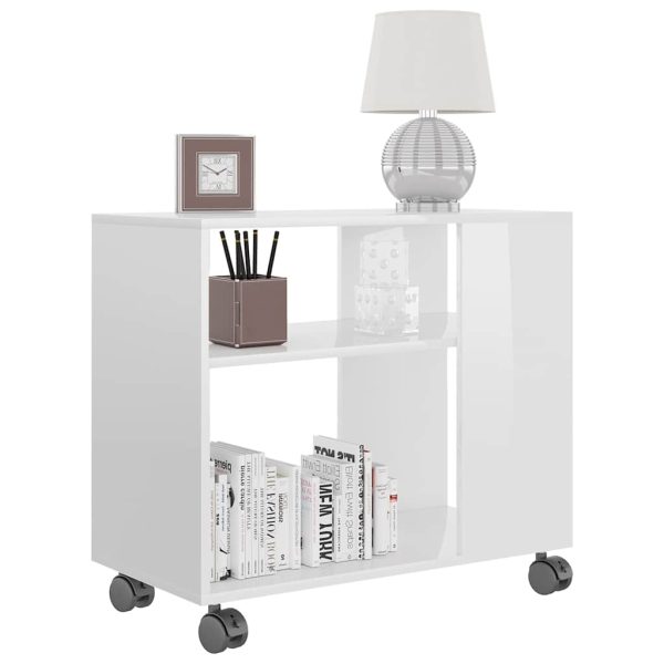Tavolino Da Salotto Bianco Lucido 70x35x55 Cm Legno Multistrato - Image 3