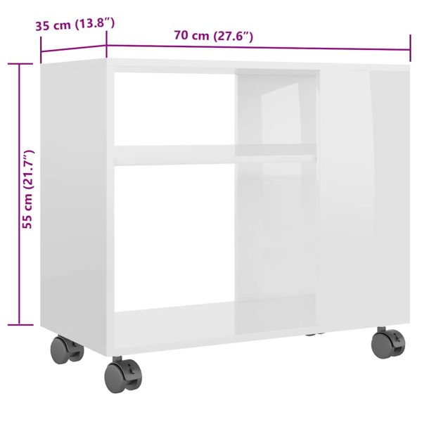 Tavolino Da Salotto Bianco Lucido 70x35x55 Cm Legno Multistrato - Image 6