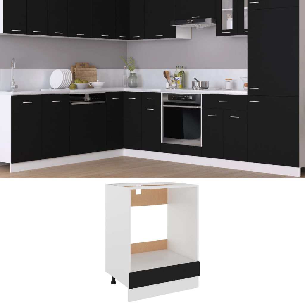 Mobile Per Forno Nero 60x46x81,5 Cm In Legno Multistrato