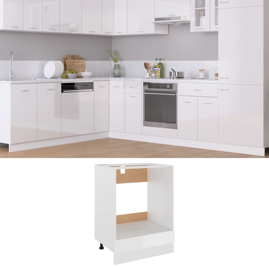 Mobile Per Forno Bianco Lucido 60x46x81,5 Cm Legno Multistrato