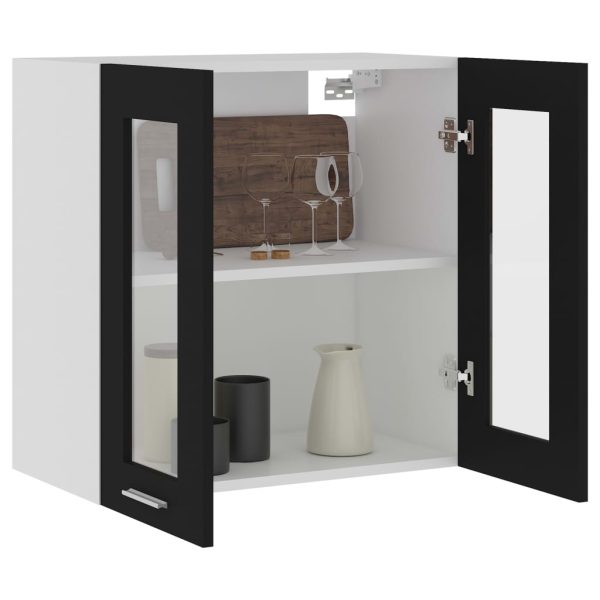 Mobile Pensile Con Vetro Nero 60x31x60 Cm In Legno Multistrato - Image 4