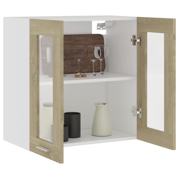 Mobile Pensile Con Vetro Rovere Sonoma 60x31x60 Cm Multistrato - Image 4