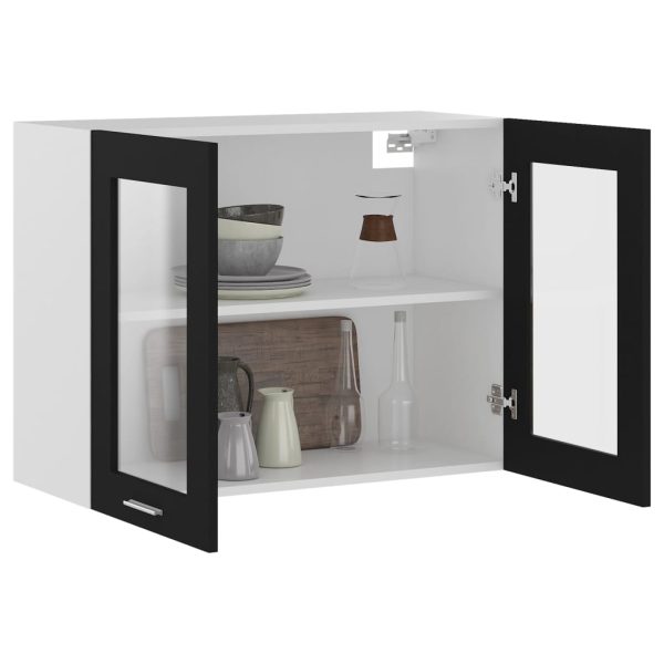 Mobile Pensile Con Vetro Nero 80x31x60 Cm Legno Multistrato - Image 4