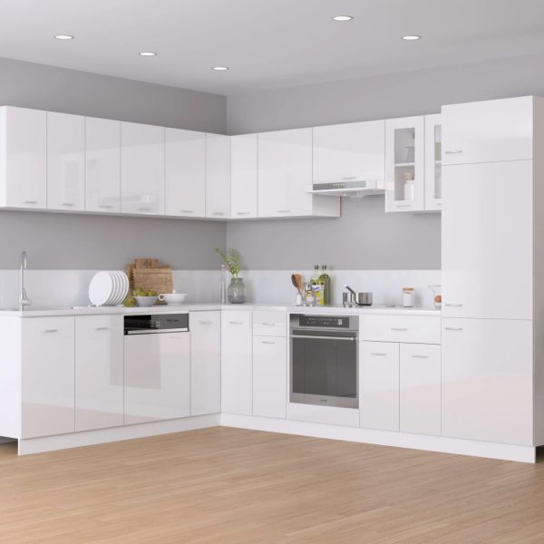 Mobile Per Frigo Bianco Lucido 60x57x207 Cm Legno Multistrato - Image 3