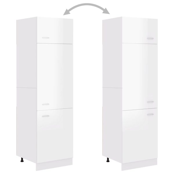 Mobile Per Frigo Bianco Lucido 60x57x207 Cm Legno Multistrato - Image 4