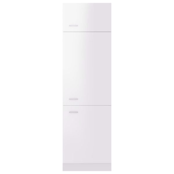 Mobile Per Frigo Bianco Lucido 60x57x207 Cm Legno Multistrato - Image 5