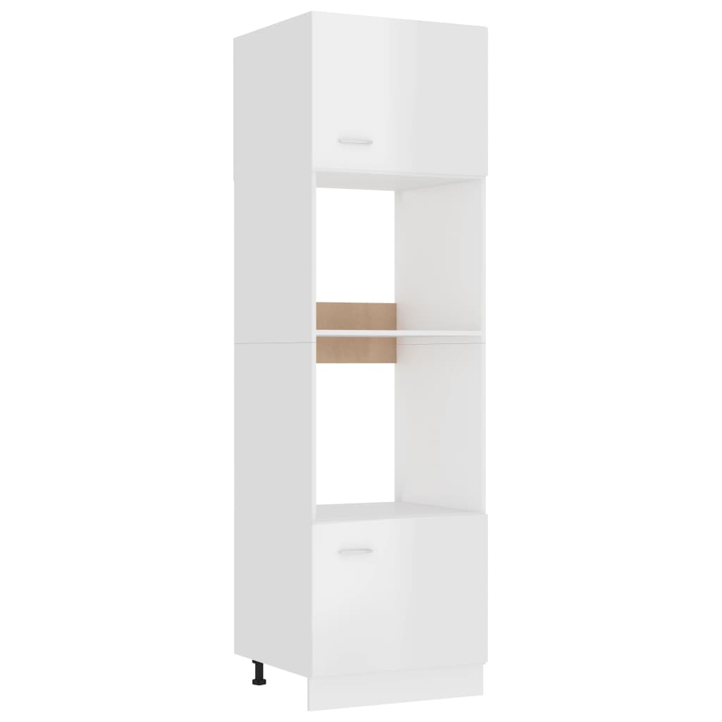 Mobile Microonde Bianco Lucido 60x57x207 Cm Legno Multistrato