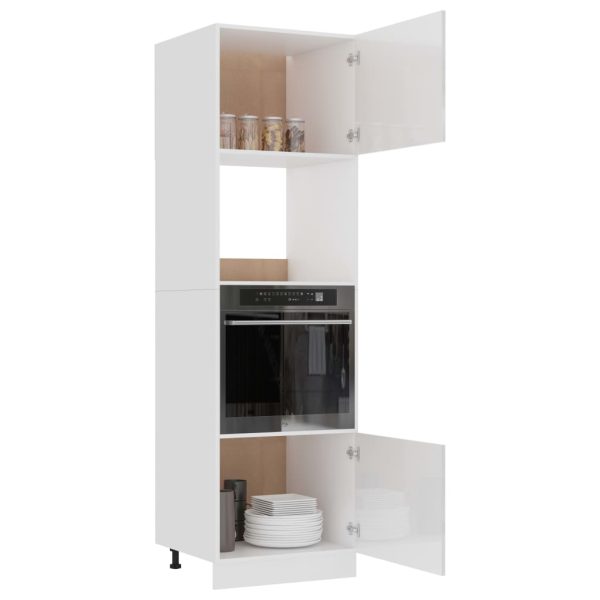 Mobile Microonde Bianco Lucido 60x57x207 Cm Legno Multistrato - Image 4