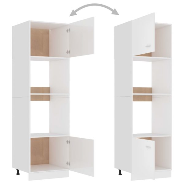 Mobile Microonde Bianco Lucido 60x57x207 Cm Legno Multistrato - Image 5
