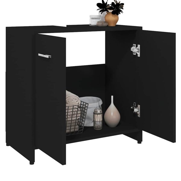 Mobile Da Bagno Nero 60x33x61 Cm In Legno Multistrato - Image 3