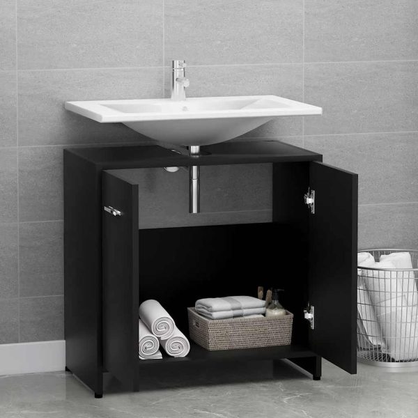 Mobile Da Bagno Nero 60x33x61 Cm In Legno Multistrato - Image 4