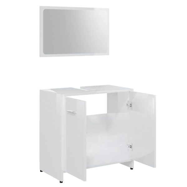 Set Mobili Da Bagno Bianco Lucido In Legno Multistrato - Image 3