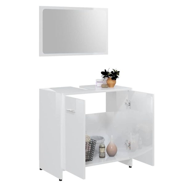 Set Mobili Da Bagno Bianco Lucido In Legno Multistrato - Image 4