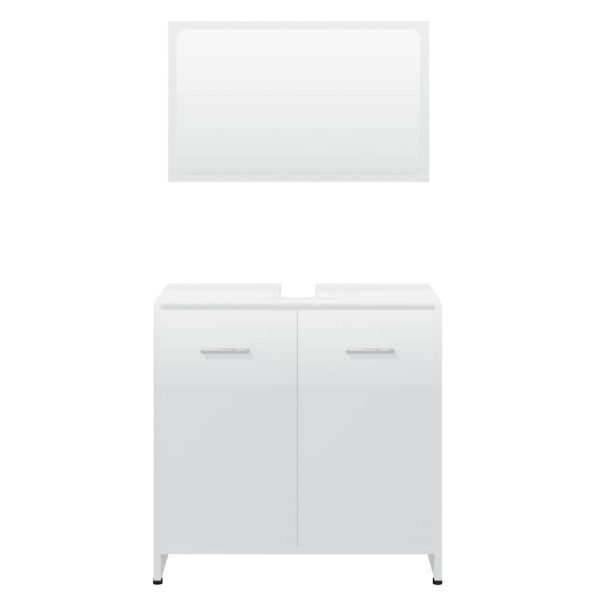 Set Mobili Da Bagno Bianco Lucido In Legno Multistrato - Image 5