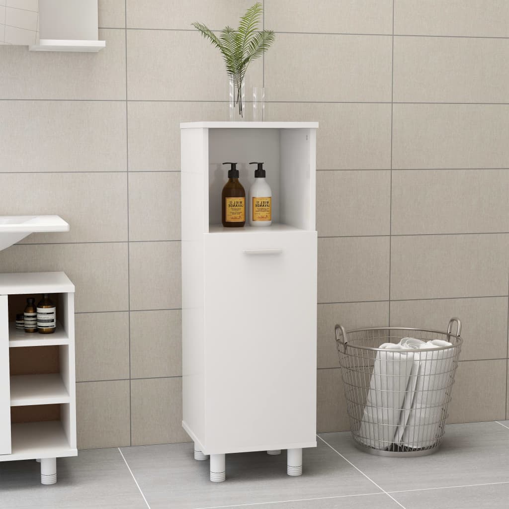 Mobile Da Bagno Bianco Lucido 30x30x95 Cm In Legno Multistrato