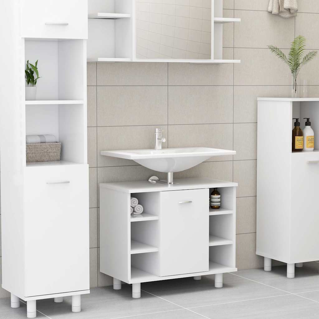 Mobile Da Bagno Bianco 60x32x53,5 Cm In Legno Multistrato