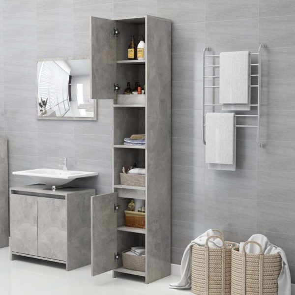 Mobile Da Bagno Grigio Cemento 30x30x183,5 Cm Legno Multistrato - Image 3