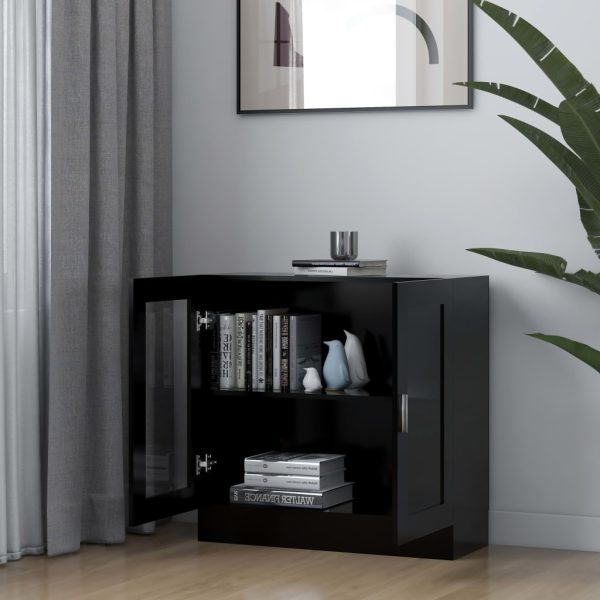 Armadietto Con Vetrina Nero 82,5x30,5x80 Cm Legno Multistrato - Image 3