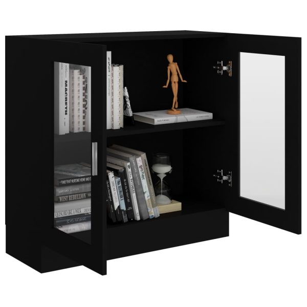 Armadietto Con Vetrina Nero 82,5x30,5x80 Cm Legno Multistrato - Image 4
