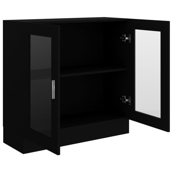Armadietto Con Vetrina Nero 82,5x30,5x80 Cm Legno Multistrato - Image 5