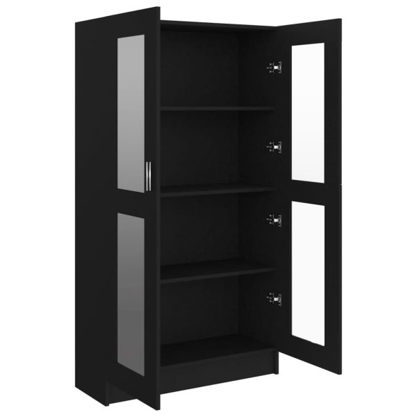 Armadietto Con Vetrina Nero 82,5x30,5x150 Cm Legno Multistrato - Image 5