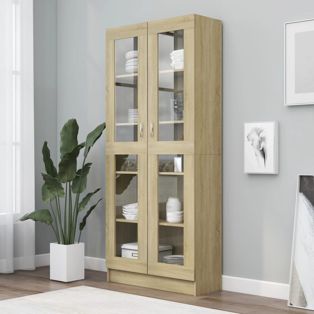 Armadietto Vetrina Rovere Sonoma 82,5x30,5x185,5 Cm Multistrato