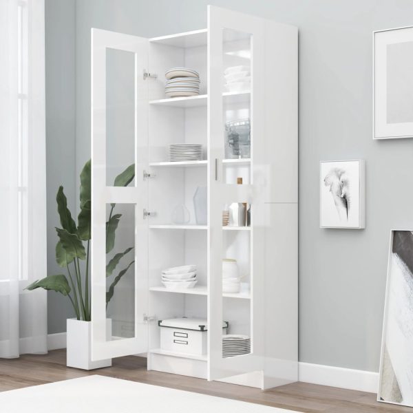 Armadietto Vetrina Bianco Lucido 82,5x30,5x185,5 Cm Multistrato - Image 3