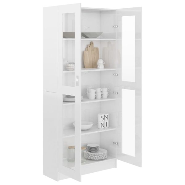 Armadietto Vetrina Bianco Lucido 82,5x30,5x185,5 Cm Multistrato - Image 4