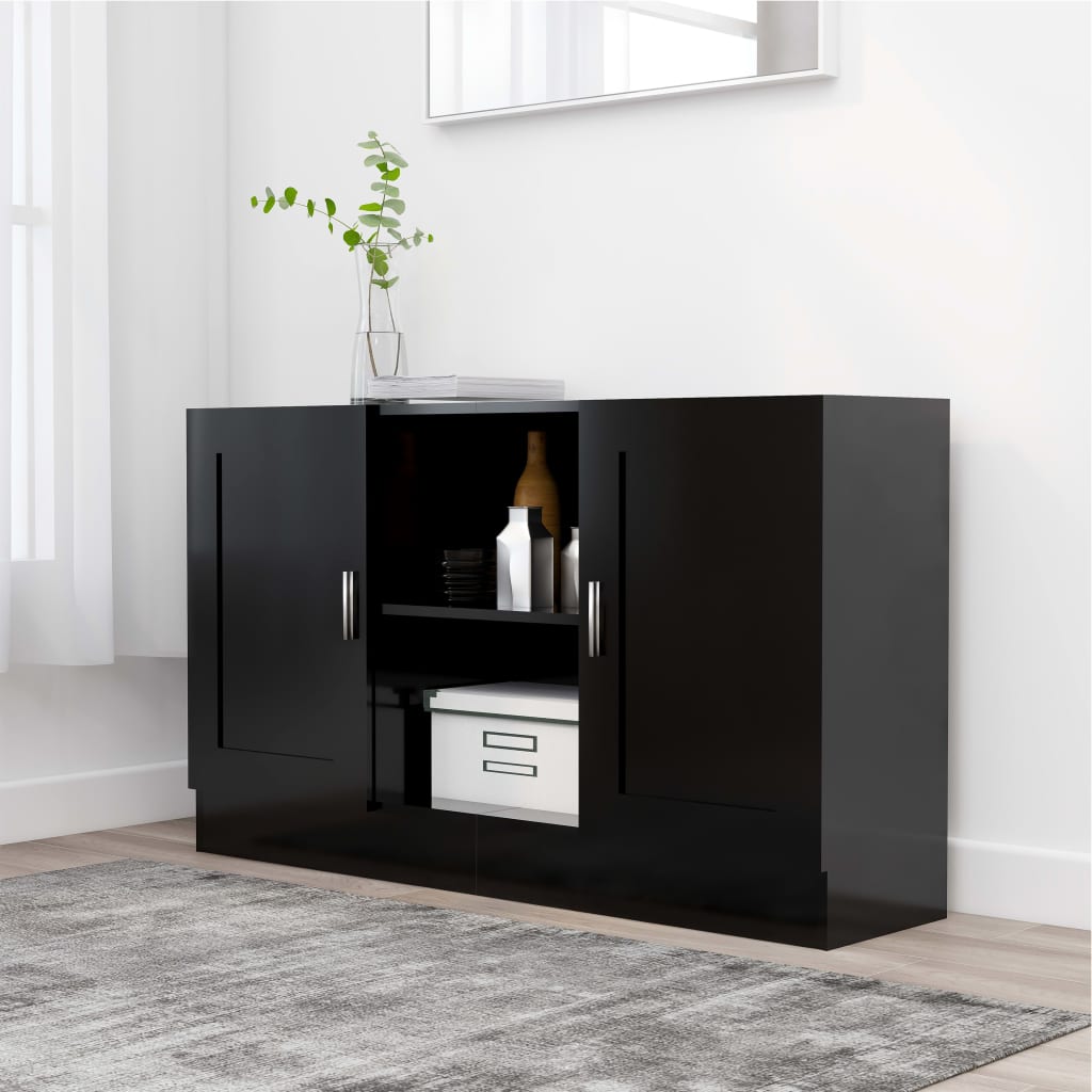 Credenza Nera 120x30,5x70 Cm In Legno Multistrato