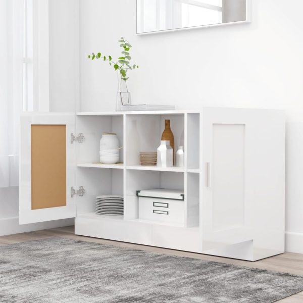 Credenza Bianco Lucido 120x30,5x70 Cm In Legno Multistrato - Image 3