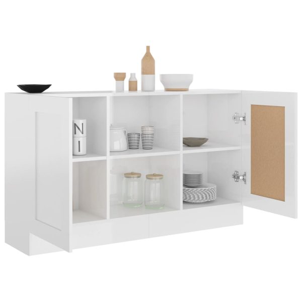 Credenza Bianco Lucido 120x30,5x70 Cm In Legno Multistrato - Image 4