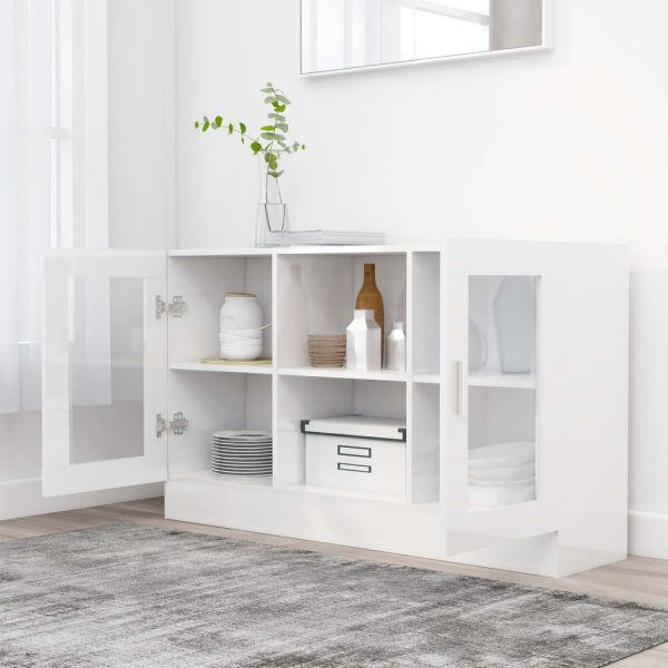 Armadietto Vetrina Bianco Lucido 120x30,5x70 Cm Multistrato - Image 3