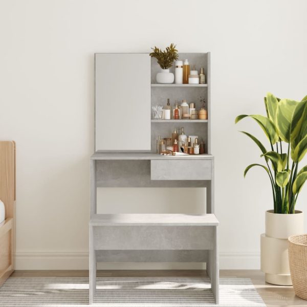Toeletta Con Specchio Grigio Cemento 74,5x40x141 cm - Image 3