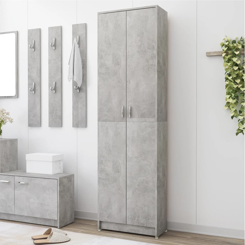 Armadio Corridoio Grigio Cemento 55x25x189 Cm Legno Multistrato
