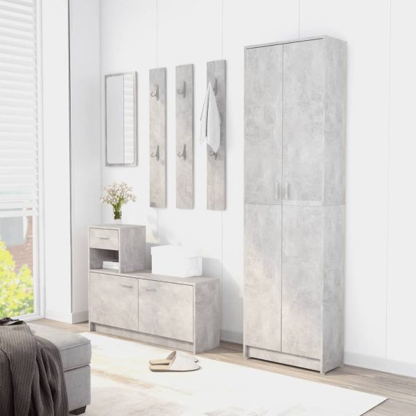 Armadio Corridoio Grigio Cemento 55x25x189 Cm Legno Multistrato - Image 3
