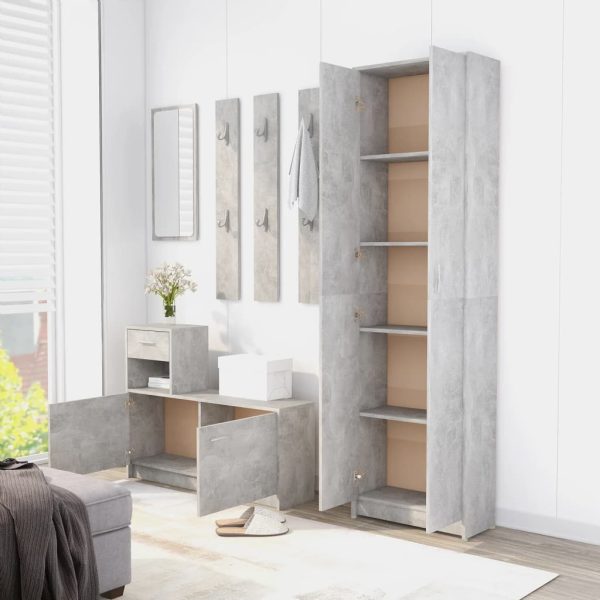 Armadio Corridoio Grigio Cemento 55x25x189 Cm Legno Multistrato - Image 4