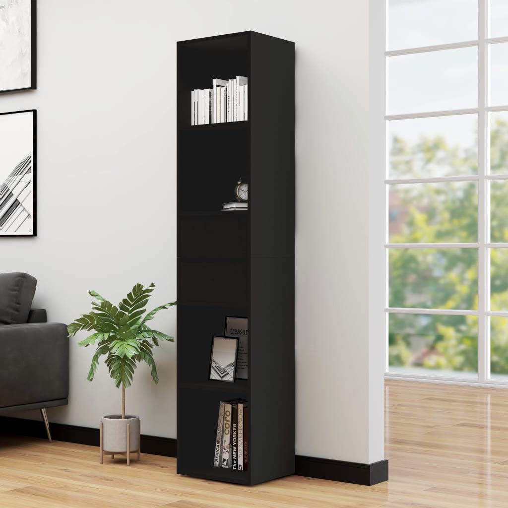 Libreria Nera 36x30x171 Cm In Legno Multistrato