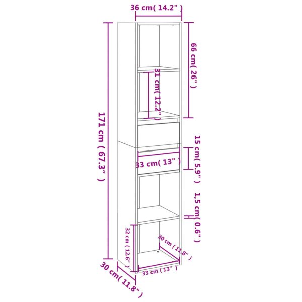 Libreria Nera 36x30x171 Cm In Legno Multistrato - Image 6