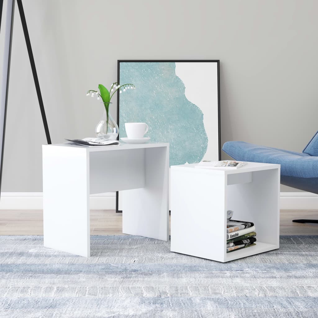 Tavolino Da Salotto Bianco 48x30x45 Cm In Legno Multistrato