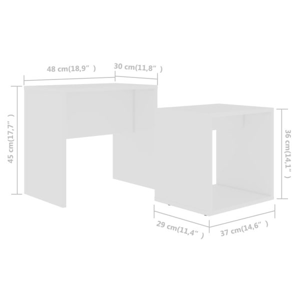 Tavolino Da Salotto Bianco 48x30x45 Cm In Legno Multistrato - Image 6