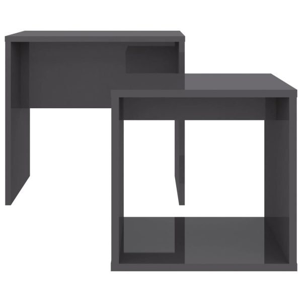 Set Tavolini Salotto Grigio Lucido 48x30x45cm Legno Multistrato - Image 4