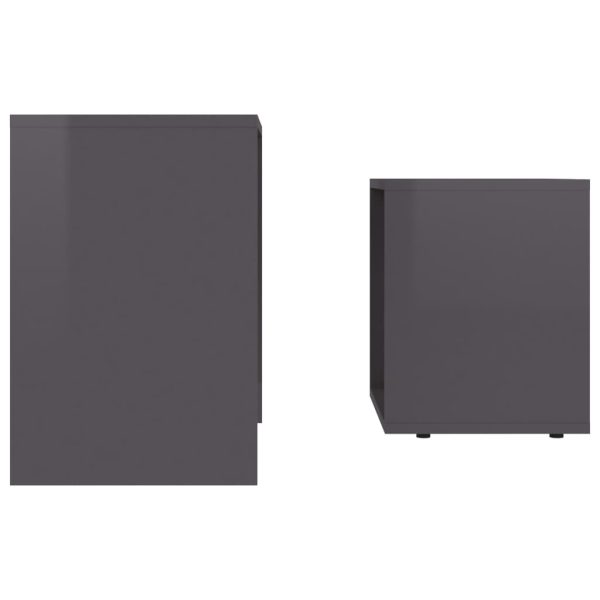 Set Tavolini Salotto Grigio Lucido 48x30x45cm Legno Multistrato - Image 5