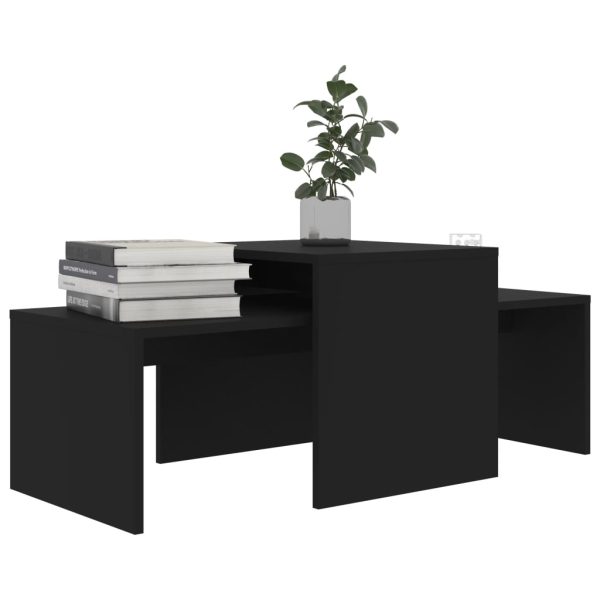 Set Tavolini Da Salotto Nero 100x48x40 Cm In Legno Multistrato - Image 3