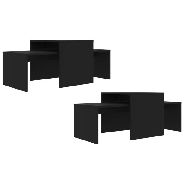 Set Tavolini Da Salotto Nero 100x48x40 Cm In Legno Multistrato - Image 5