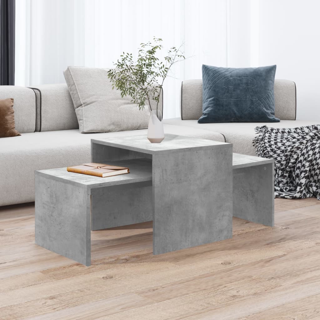 Set Tavolini Da Salotto Grigio Cemento 100x48x40 Cm Multistrato