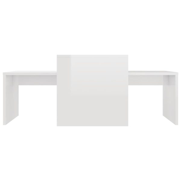 Set Tavolini Da Salotto Bianco Lucido 100x48x40 Cm Multistrato - Image 4